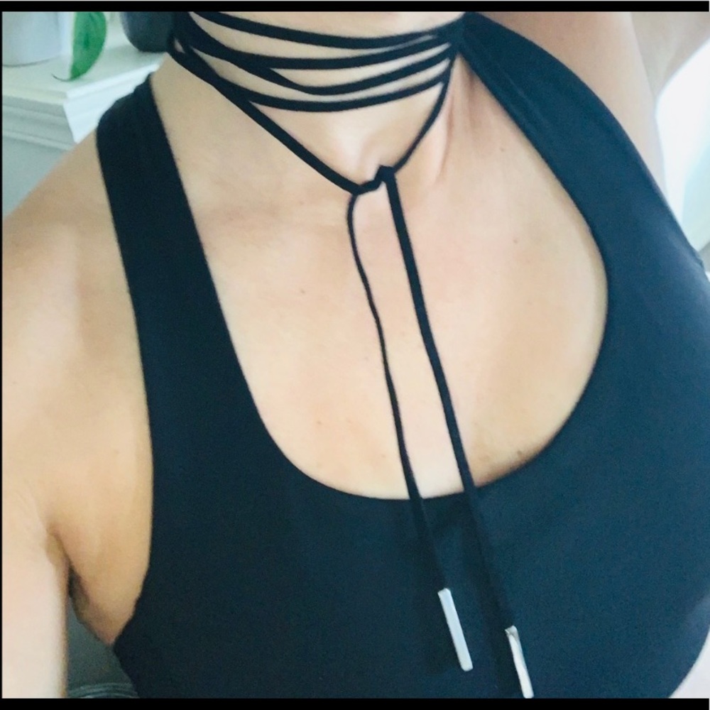Black suede wrap necklace